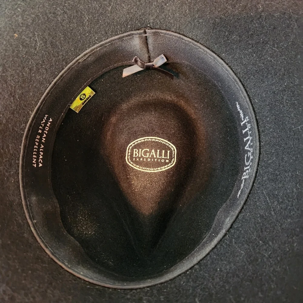 Bigalli Expedition Andean Alpaca Stylish Black Felt Hat w/ Tassel Accent, Size S